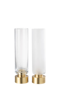 Porte-bougie/Vase Pia Verre/Cuivre Transparent/Or Grand Assortiment De 2