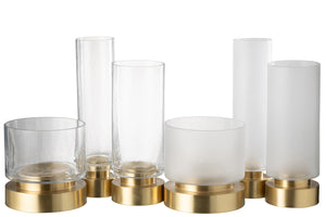 Porte-bougie/Vase Pia Verre/Cuivre Transparent/Or Grand Assortiment De 2