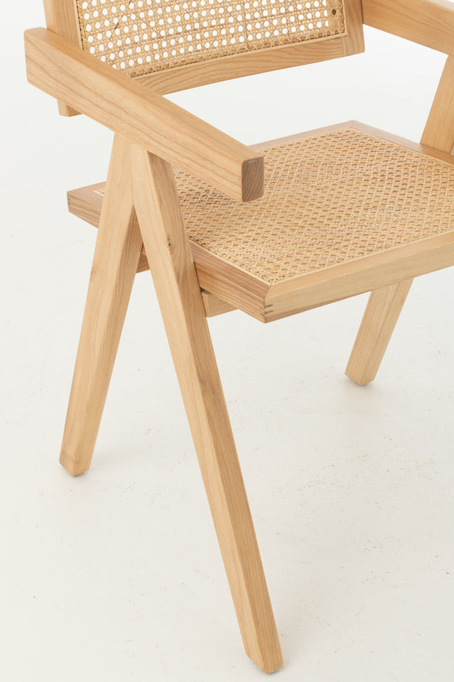 Chaise en bois et cannage / rotin naturel