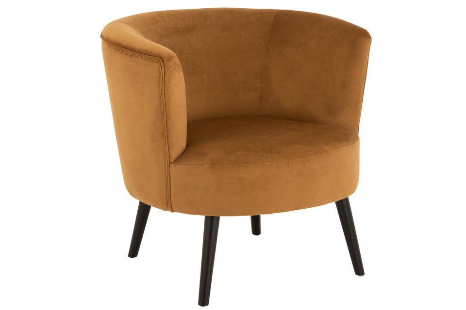 Fauteuil Textile/Bois Ocre