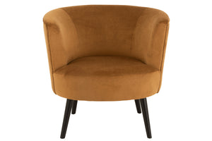 Fauteuil Textile/Bois Ocre