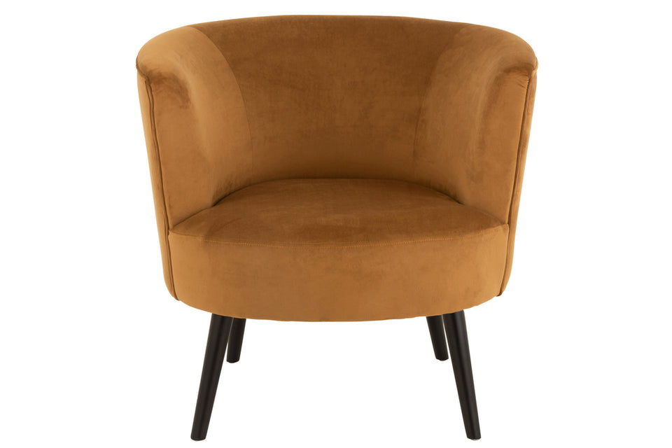 Fauteuil Textile/Bois Ocre