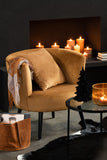 Fauteuil Textile/Bois Ocre
