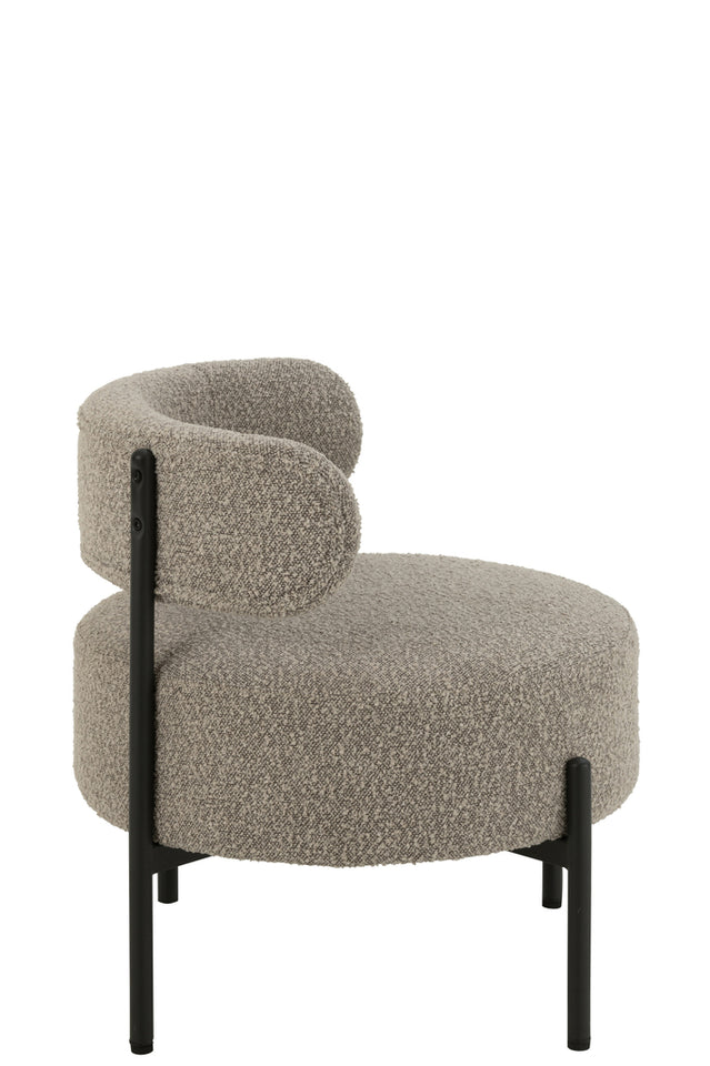 Chaise longue en boucle contreplaqué/polyester gris/noir