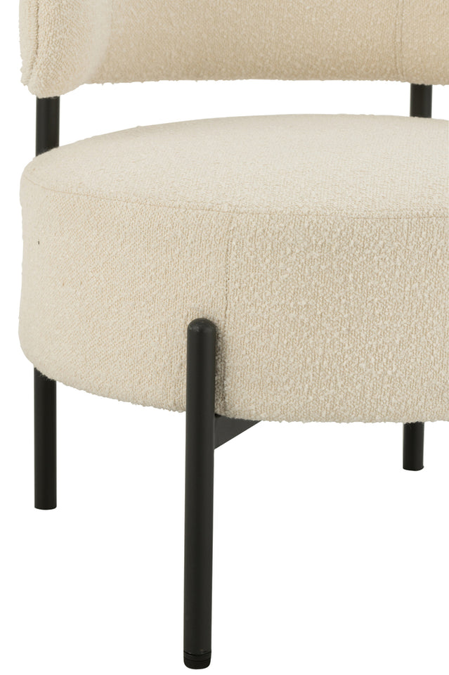 Chaise longue en boucle contreplaqué/polyester blanc/noir