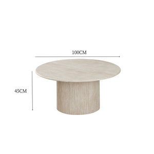 Table basse ronde effet travertin