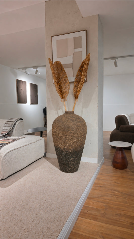 Vase xxl ciment texturé marron