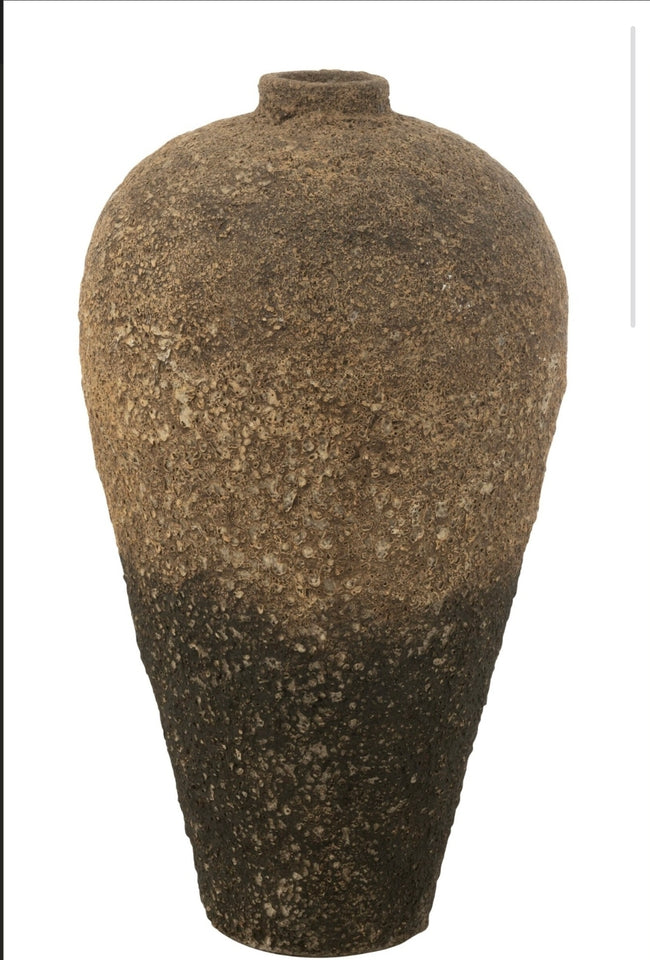 Vase xxl ciment texturé marron