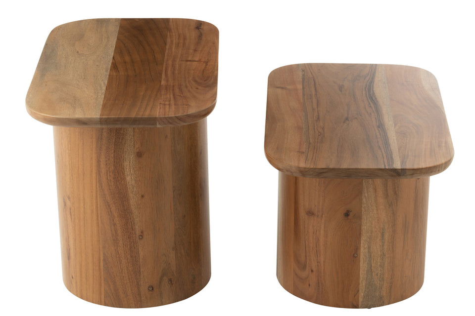 Ensemble de 2 tables d'appoint en bois d'acacia/MDF naturel