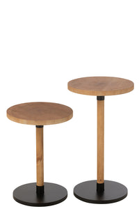 Ensemble de 2 tables d'appoint Ron MDF/Pin naturel noir
