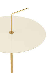 Table d'appoint Disque Métal Blanc/Or