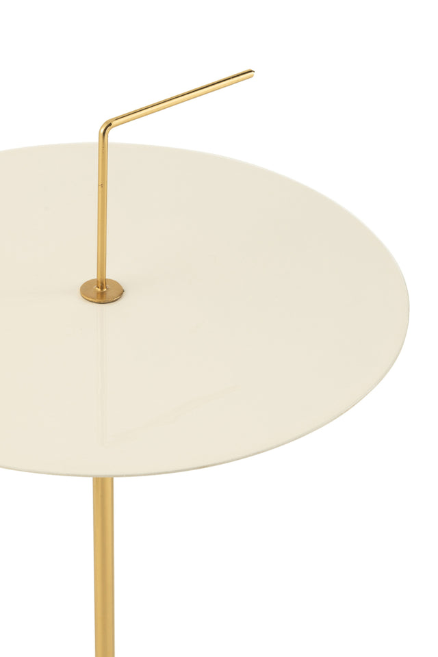 Table d'appoint Disque Métal Blanc/Or