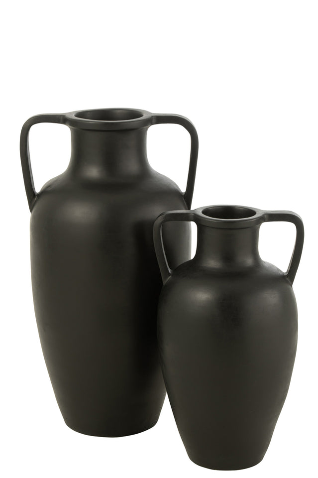 Vase 2 anses Terre Cuite Noir Grand