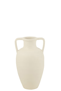 Vase 2 anses Terre Cuite Blanc Petit