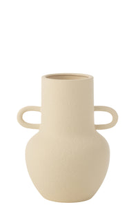 Vase Cruche 2 Poignées Grès Beige Petit