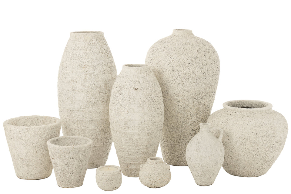 Vase Pot Antique en Ciment Blanc